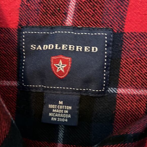 Saddlebred Red/Navy/Black Plaid Button Down Cotton Flannel - Picture 6 of 13